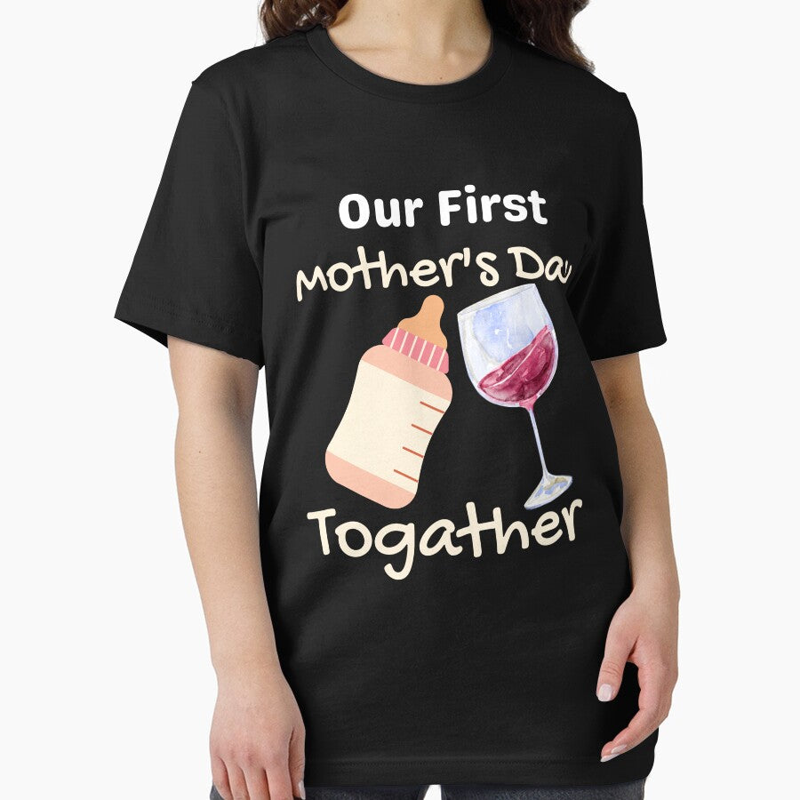 Funny First Mothers day Cool Design with milk bottle and wine. by X-Trends T-Shirts, Hoodie, Sweatshirt (Image 2)