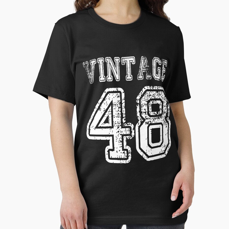 Vintage 48 2048 1948 T-shirt Birthday Gift Age Year Old Boy Girl Cute Funny Man Woman Jersey Style by... (Image 2)