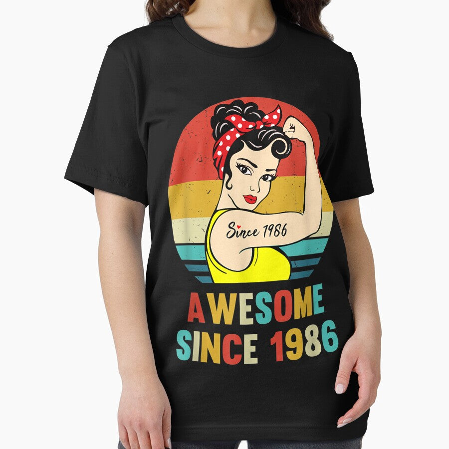 Vintage 1986 Birthday Gift For Women 36 Year 36th Birthday by KimberlySelf T-Shirts, Hoodie, Sweatshirt (Image 2)