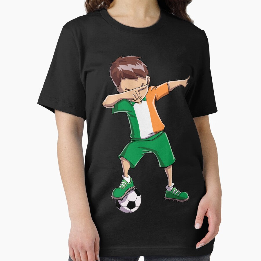 Dabbing Soccer T shirt for Boys Ireland Irish Football Gifts by LiqueGifts