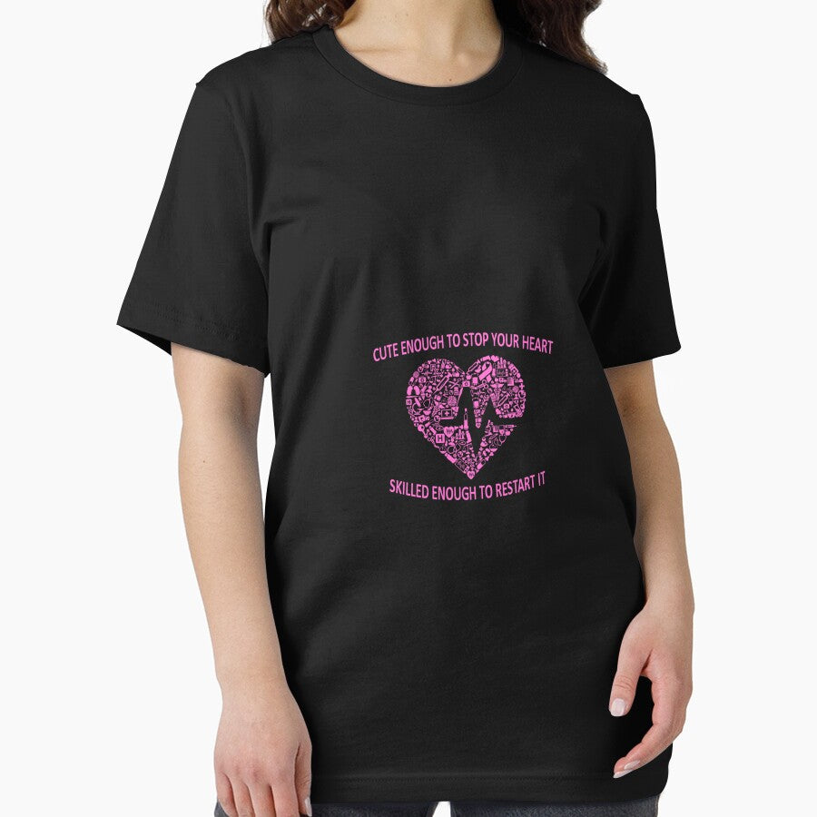 Nurse Shirt cute enough to stop your heart skilled enough to restart it T-Shirt NEW by Odettemon Hoodie, Sweatshirt (Image 2)