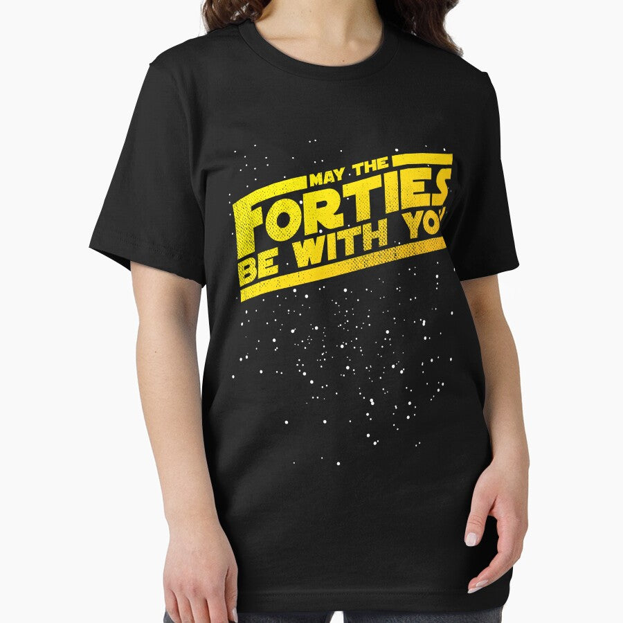 May The Forties Be With You Vintage 40th Birthday Distressed Star Illustration by kolbasound T-Shirts, Hoodie,... (Image 2)