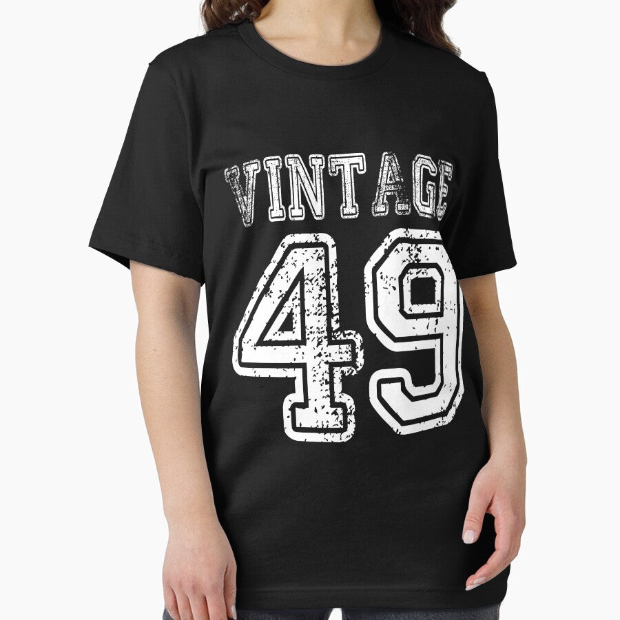 Vintage 49 2049 1949 T-shirt Birthday Gift Age Year Old Boy Girl Cute Funny Man Woman Jersey Style by... (Image 2)