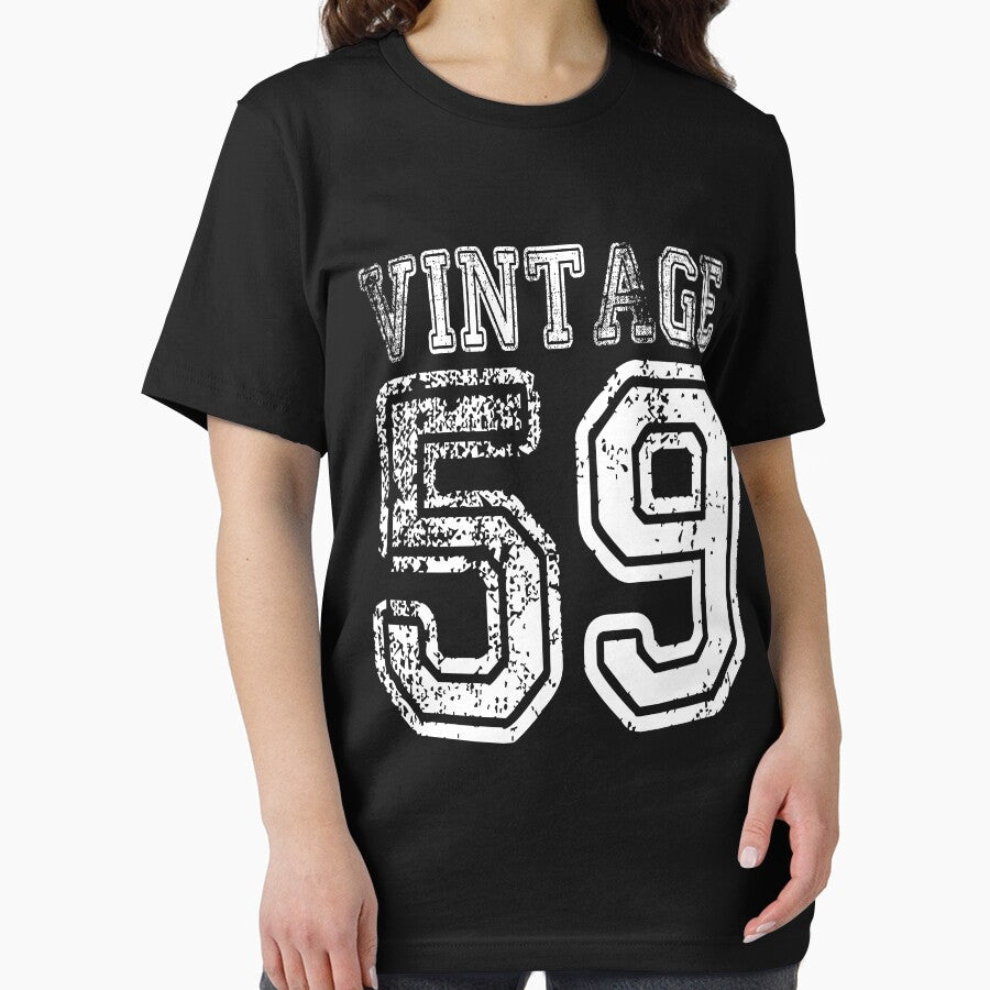 Vintage 59 2059 1959 T-shirt Birthday Gift Age Year Old Boy Girl Cute Funny Man Woman Jersey Style by... (Image 2)