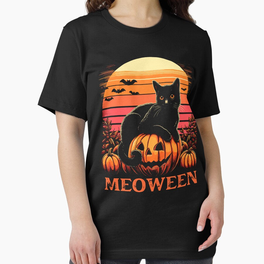 Meoween Black Cat Halloween Pumpkin T-Shirts, Hoodie, Sweatshirt