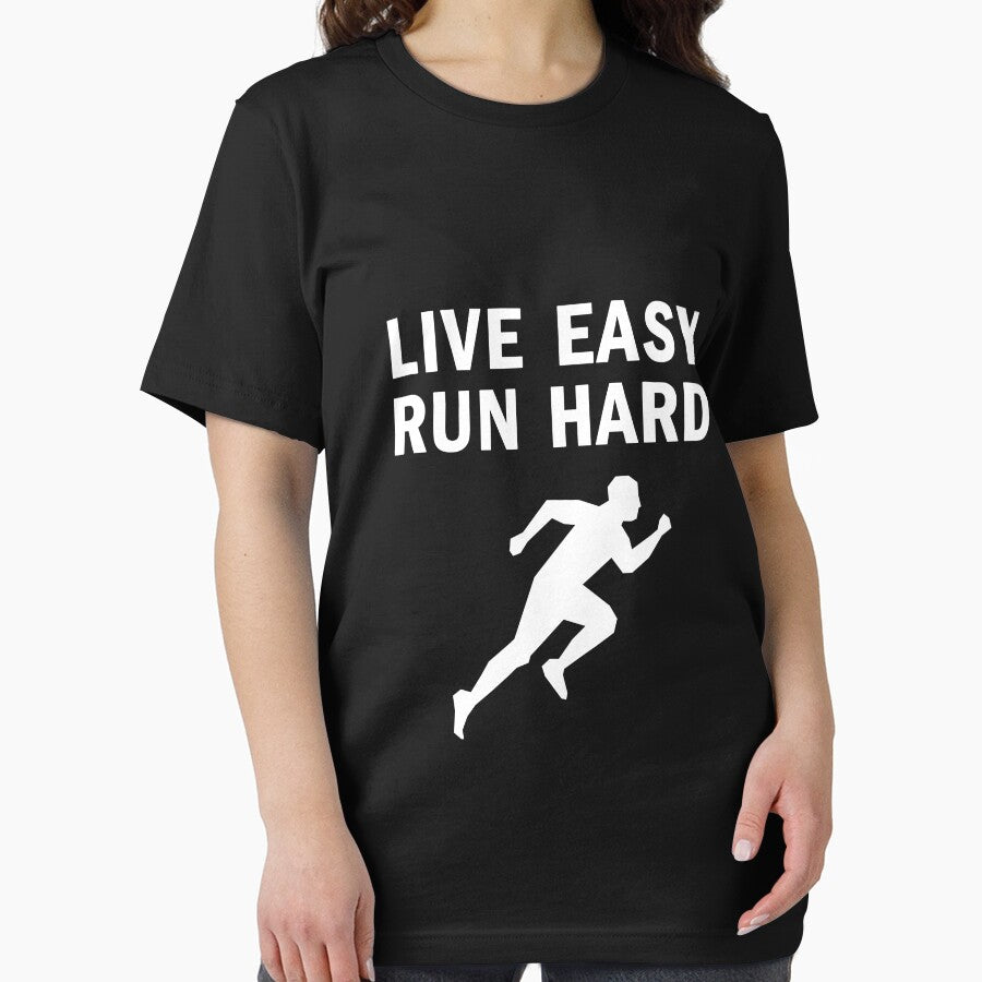 Live Easy Run Hard - Running Quote T shirt by Yarkos