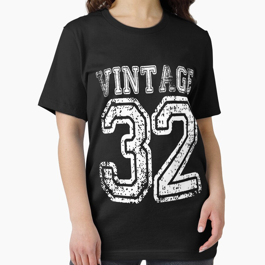 Vintage 32 2032 1932 T-shirt Birthday Gift Age Year Old Boy Girl Cute Funny Man Woman Jersey Style by... (Image 2)