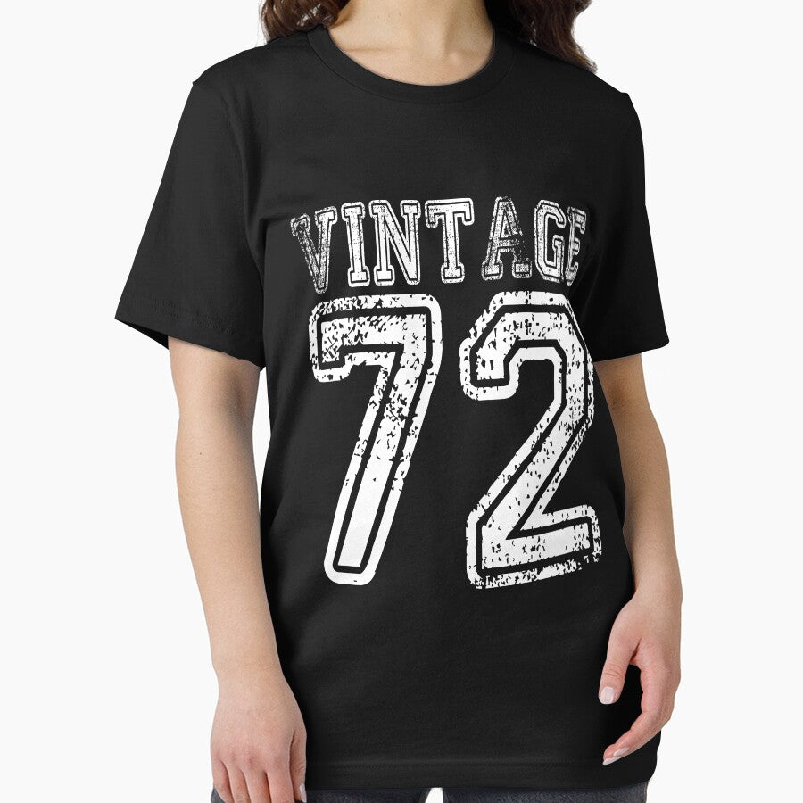 Vintage 72 2072 1972 T-shirt Birthday Gift Age Year Old Boy Girl Cute Funny Man Woman Jersey Style by... (Image 2)