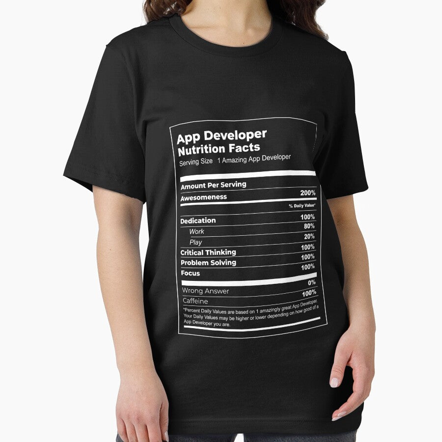 Funny App Developer T-shirt (Nutrition Fact Parody Meme) by funnyclan Hoodie, Sweatshirt | BlankRebels.com (Image 2)