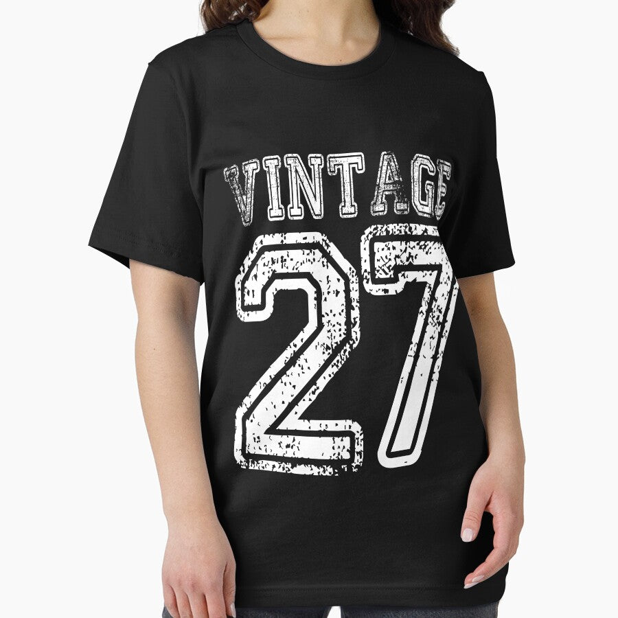 Vintage 27 2027 1927 T-shirt Birthday Gift Age Year Old Boy Girl Cute Funny Man Woman Jersey Style by... (Image 2)
