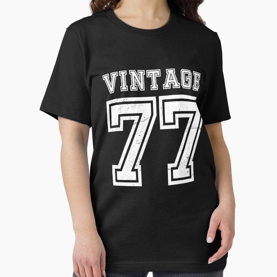 Vintage 77 2077 1974 40th Birthday T-shirt Gift Age Year Old Boy Girl Cute Funny Man Woman Jersey Style by... (Image 2)