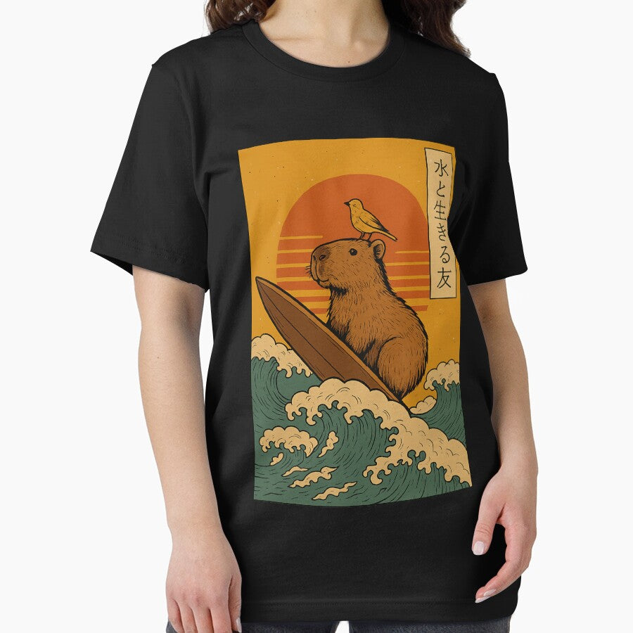 Capybara Surfing Japanese by IdealDo T-Shirts, Hoodie, Sweatshirt | BlankRebels.com (Image 2)