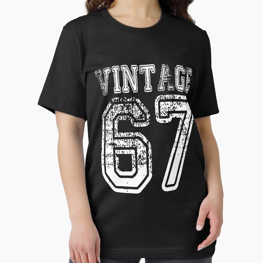 Vintage 67 2067 1967 T-shirt Birthday Gift Age Year Old Boy Girl Cute Funny Man Woman Jersey Style by... (Image 2)
