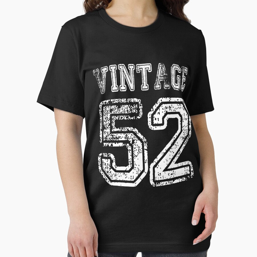 Vintage 52 2052 1952 T-shirt Birthday Gift Age Year Old Boy Girl Cute Funny Man Woman Jersey Style by... (Image 2)