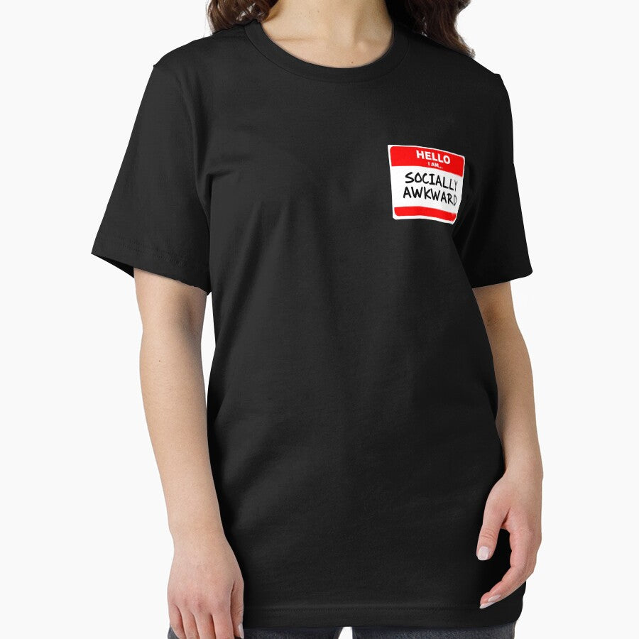 Hello, I Am Socially Awkward – Funny Name Tag Design by NiobesSkein T-Shirts, Hoodie, Sweatshirt | BlankRebels.com (Image 2)