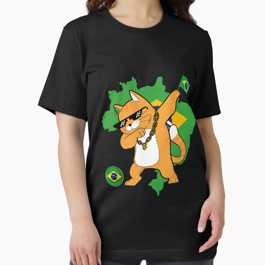 Cool Dabbing Cat - Brazil Soccer by Georgy09