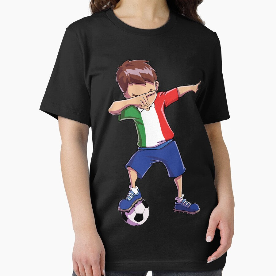Dabbing Soccer T shirt for Boys Italy Italian Football Gifts by LiqueGifts