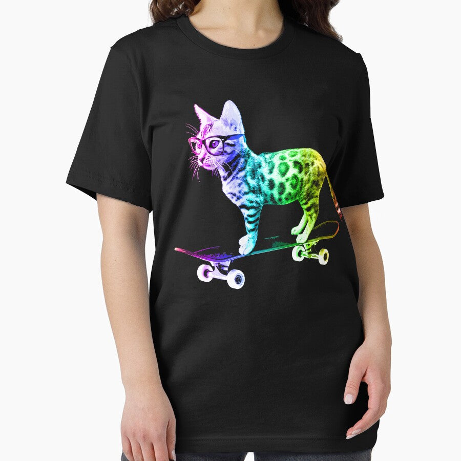 Rainbow Skateboard Cat by ROBOTFACE T-Shirts Hoodie, Sweatshirt | BlankRebels.com (Image 2)