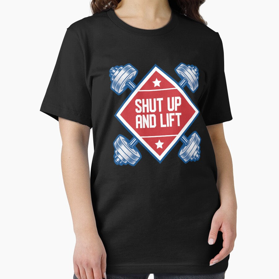"Shut Up And Lift" Workout Gym Strength Weightlifting Design by festivalshirt T-Shirts, Hoodie, Sweatshirt (Image 2)