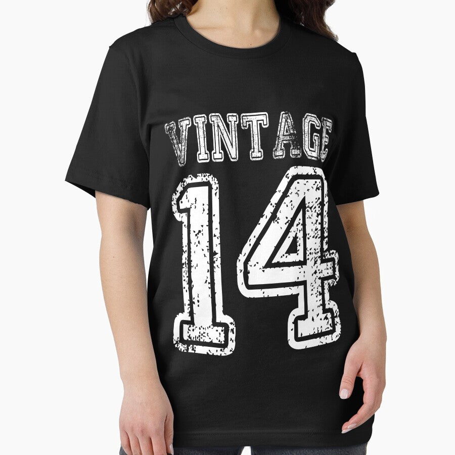 Vintage 14 2014 1914 T-shirt Birthday Gift Age Year Old Boy Girl Cute Funny Man Woman Jersey Style by... (Image 2)
