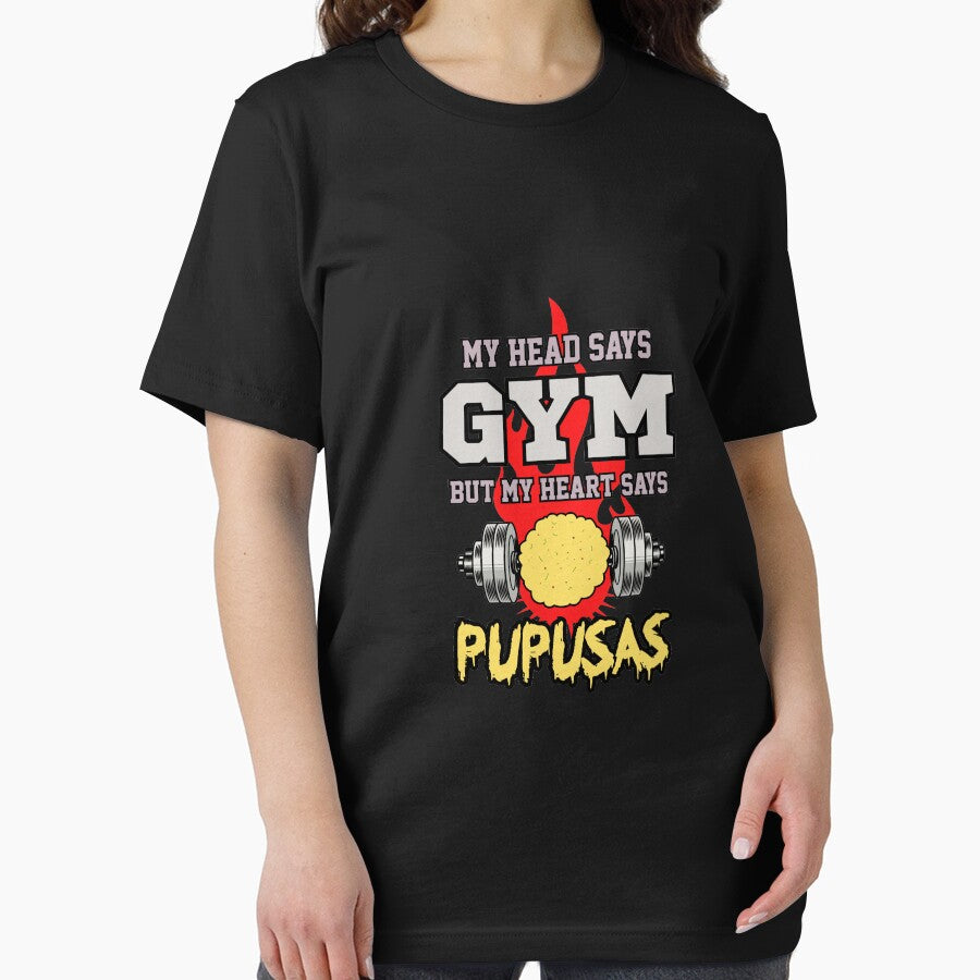 My Head Says Gym My Heart Says Pupusas | gym shirts | men fitness | funny exercise shirt | funny fitness shirts... (Image 2)