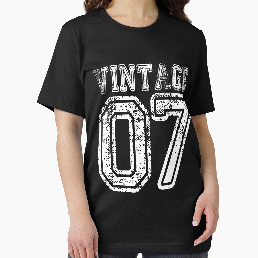 Vintage 07 2007 T-shirt Birthday Gift Age Year Old Boy Girl Cute Funny Man Woman Jersey Style by arcadetoystore... (Image 2)