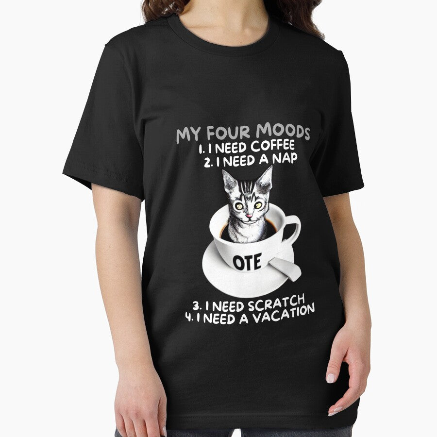 Men's Novelty Sarcastic Funny My Four Moods  I Need Coffee I Need A Nap I I Need scratch I Need Vacation cat... (Image 2)