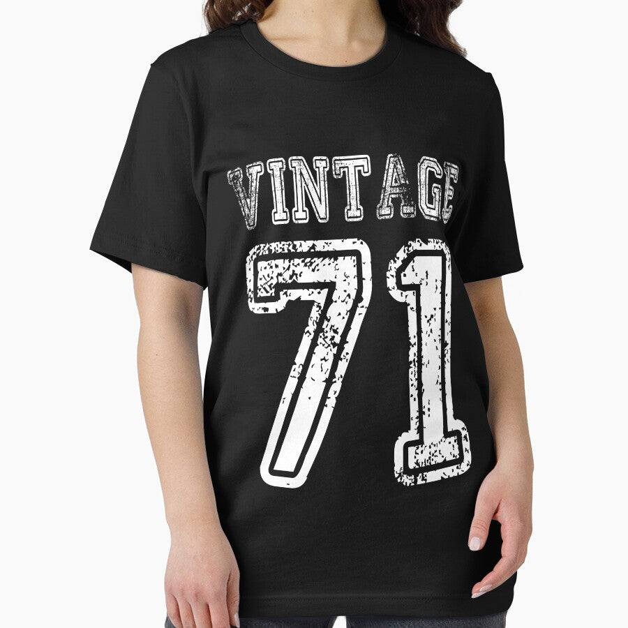 Vintage 71 2071 1971 T-shirt Birthday Gift Age Year Old Boy Girl Cute Funny Man Woman Jersey Style by arcadetoystore