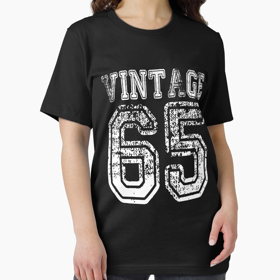 Vintage 65 2065 1965 T-shirt Birthday Gift Age Year Old Boy Girl Cute Funny Man Woman Jersey Style by... (Image 2)