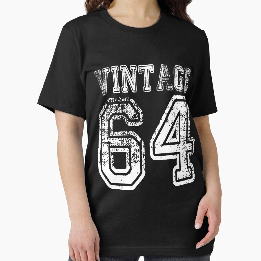 Vintage 64 2064 1964 T-shirt Birthday Gift Age Year Old Boy Girl Cute Funny Man Woman Jersey Style by... (Image 2)