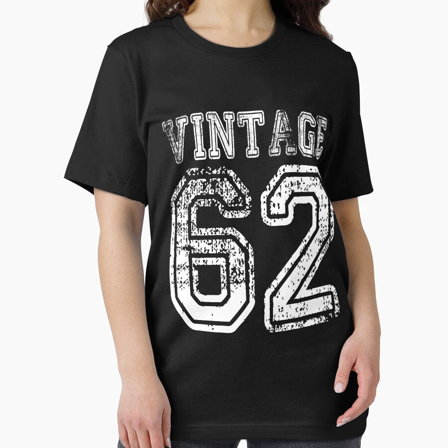 Vintage 62 2062 1962 T-shirt Birthday Gift Age Year Old Boy Girl Cute Funny Man Woman Jersey Style by... (Image 2)