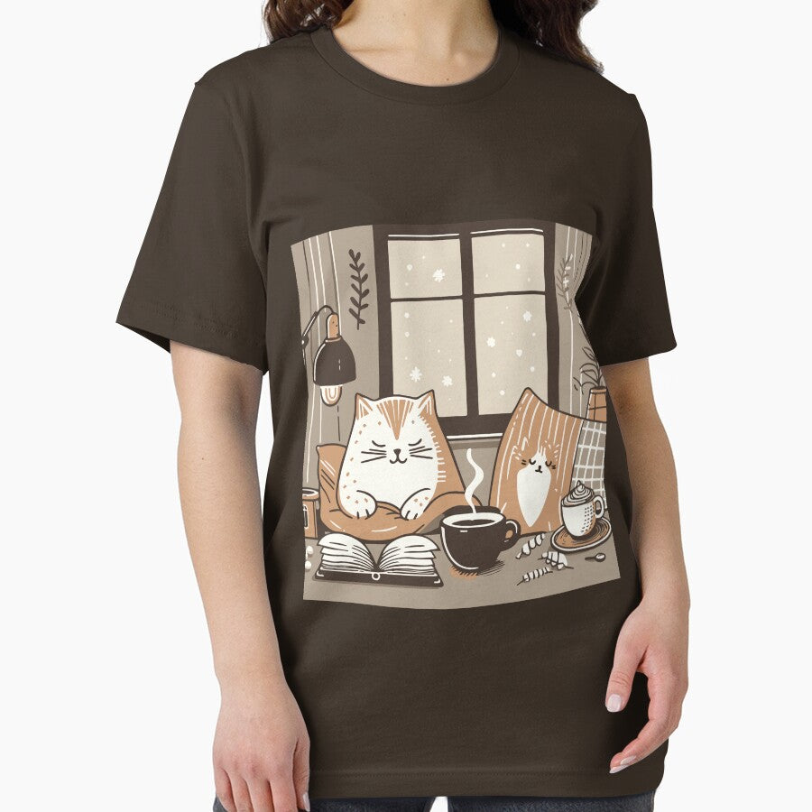 Cat, Coffee, & Quiet – Cozy Cat Mom Window Scene Shirt by denissmartin2020 . Hoodie, Sweatshirt | BlankRebels.com (Image 2)