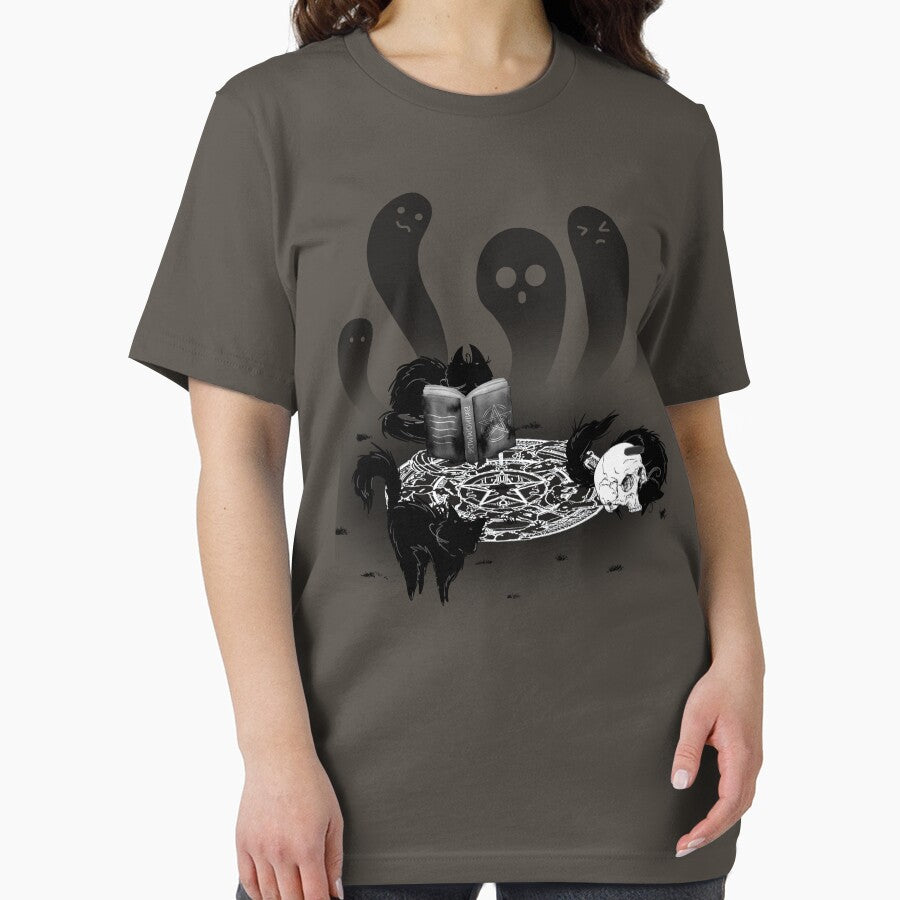 Black Cat Magic Book Skull Ghosts by Pixelish T-Shirts, Hoodie, Sweatshirt | BlankRebels.com (Image 2)