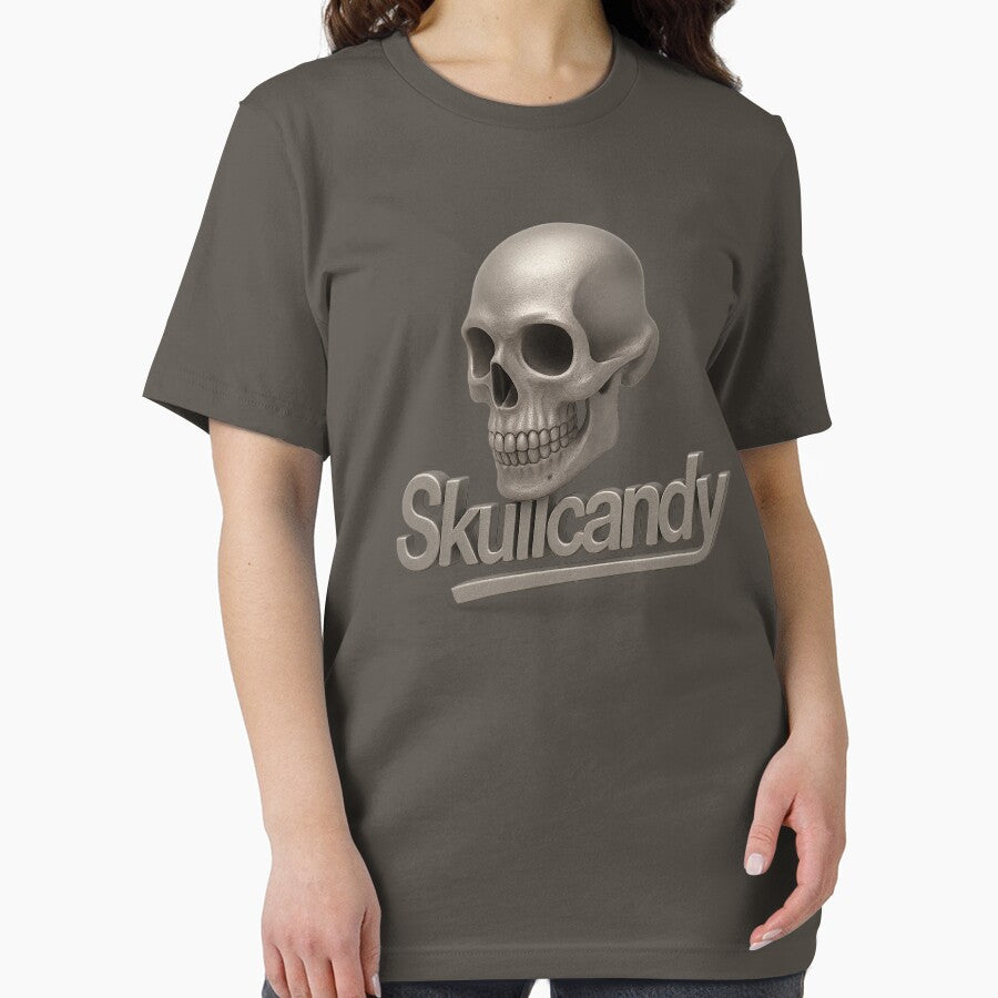 3D Metallic Skull Logo – Futuristic Urban Skullcandy-Inspired Design by GAJANAYAKA T-Shirts, Hoodie, Sweatshirt (Image 2)