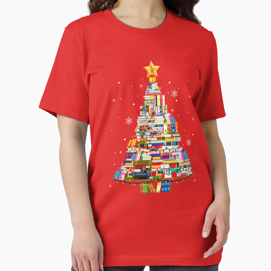 Christmas Book Tree Shirt, Gift for Teacher, Book Lovers Christmas Gift,Bookworm Christmas Shirt,School... (Image 2)