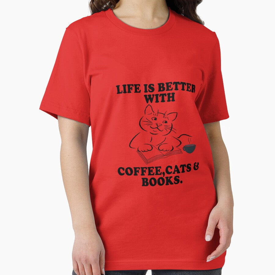life is better with coffee cats and books Classic T-Shirt by Fivestars  ⭐⭐⭐⭐⭐ Hoodie, Sweatshirt | BlankRebels.com (Image 2)