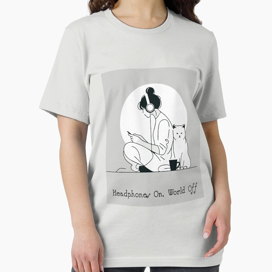 Headphones On, World Off – Music-Loving Introvert Cat mom Shirt by denissmartin2020 .