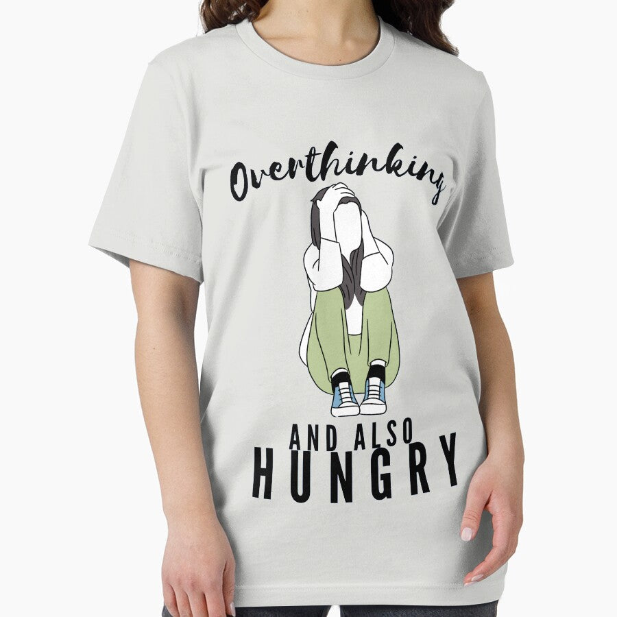 Funny Busy Overthinking and also Hungry- black text- lady Version by EvaWolf T-Shirts, Hoodie, Sweatshirt (Image 2)