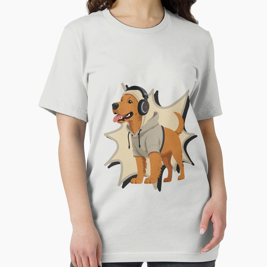 Golden Retriever in Hoodie with Headphones – Cool Dog Art by NeutronDesign