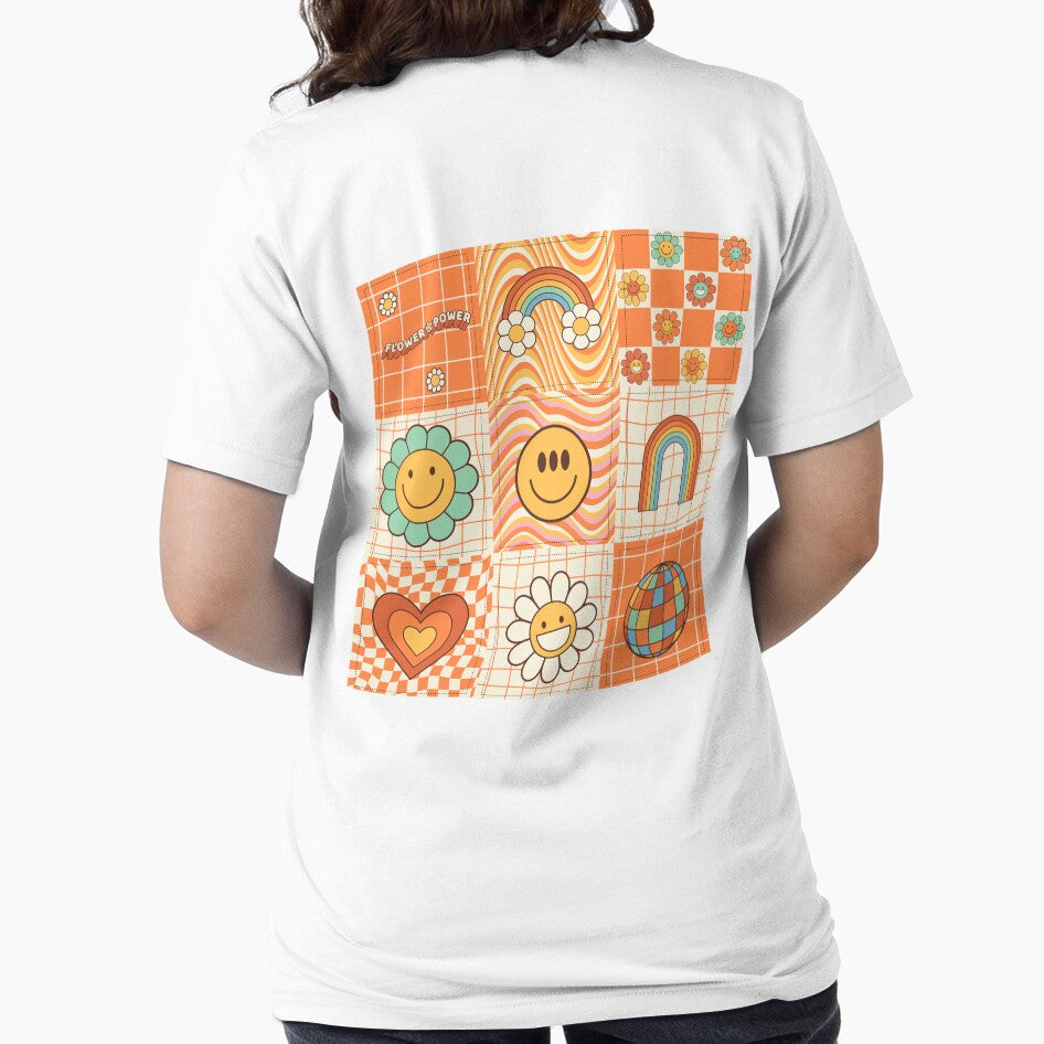 Retro Aesthetic Daisy Flower And Rainbow 60s, 70s Pattern by I Am Cuta T-Shirts, Hoodie, Sweatshirt (Image 2)