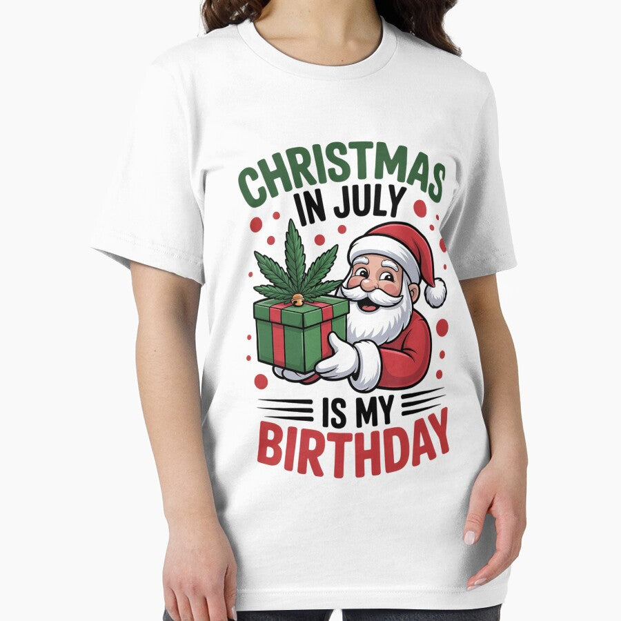 Christmas In July is my Birthday Santa Summer Holiday by ControlCenter T-Shirts, Hoodie, Sweatshirt (Image 2)