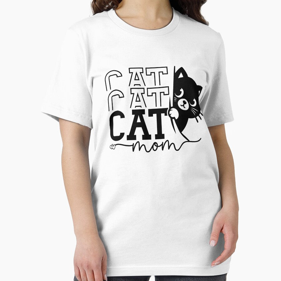 Cat Mom – Minimalist Typography T-Shirt | Cute Cat Lover Gift Design by UmazDesigns Hoodie, Sweatshirt (Image 2)