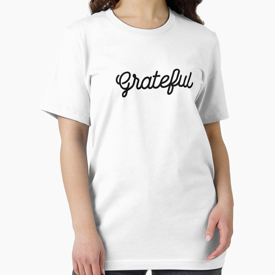 Grateful - Modern, Minimal Typographic Print - Black and white - Gratitude Poster by Studio Grafiikka T-Shirts,... (Image 2)