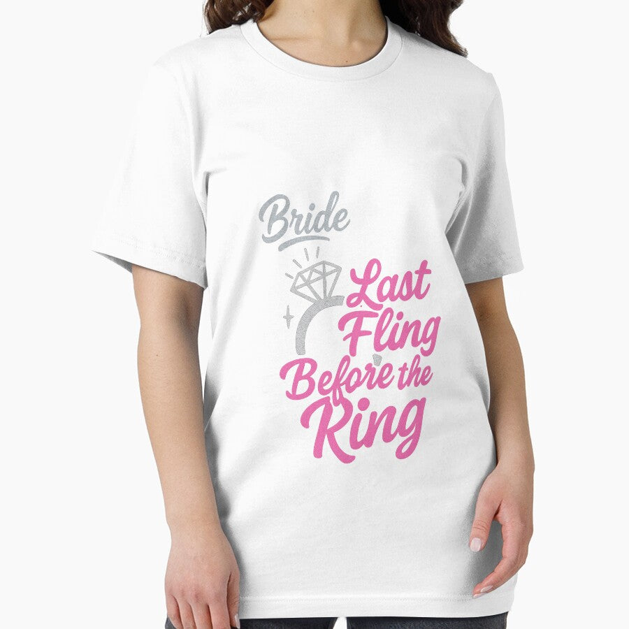Last Fling Before the Ring – Fun Bride Bachelorette Party Shirt Design by SashandSass Hoodie, Sweatshirt (Image 2)