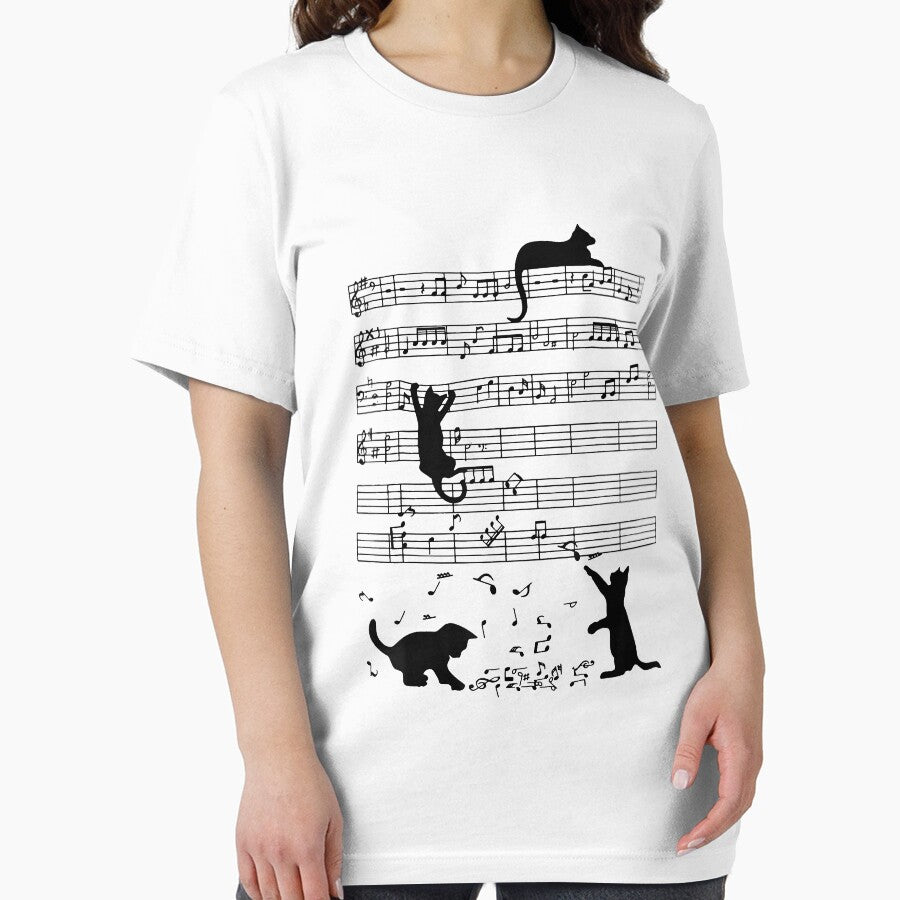 Black Cat Climbing Playing Sheet Music Note Lover Cat T-Shirts, Hoodie, Sweatshirt