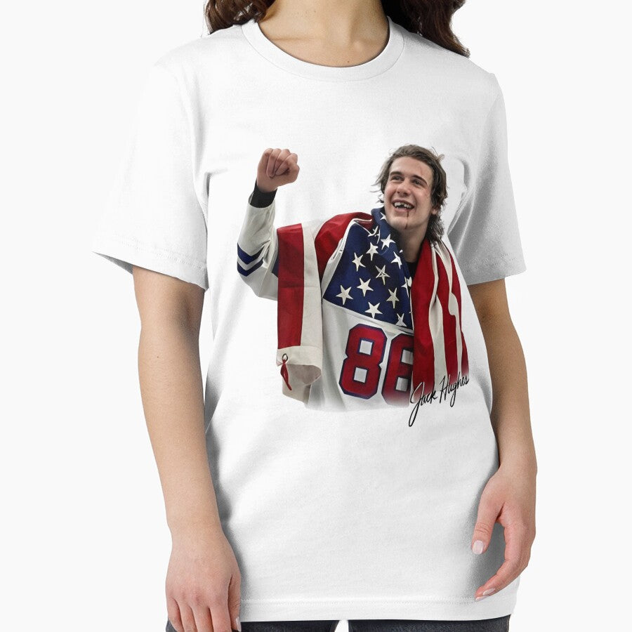 Jack Hughes USA Hockey, Patriotic Ice Hockey by CLOUDYMOODS T-Shirts, Hoodie, Sweatshirt | BlankRebels.com (Image 2)
