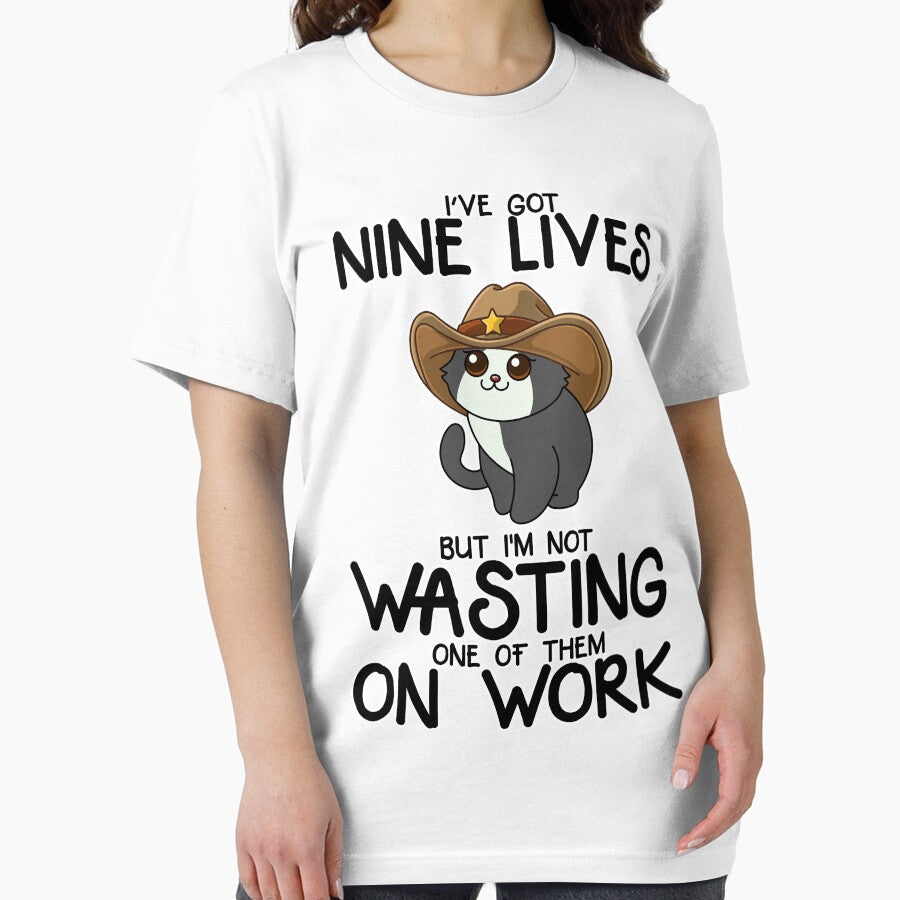Funny Cat Cowboy Quote - 'Nine Lives, No Work by Design_for_merch T-Shirts, Hoodie, Sweatshirt | BlankRebels.com (Image 2)