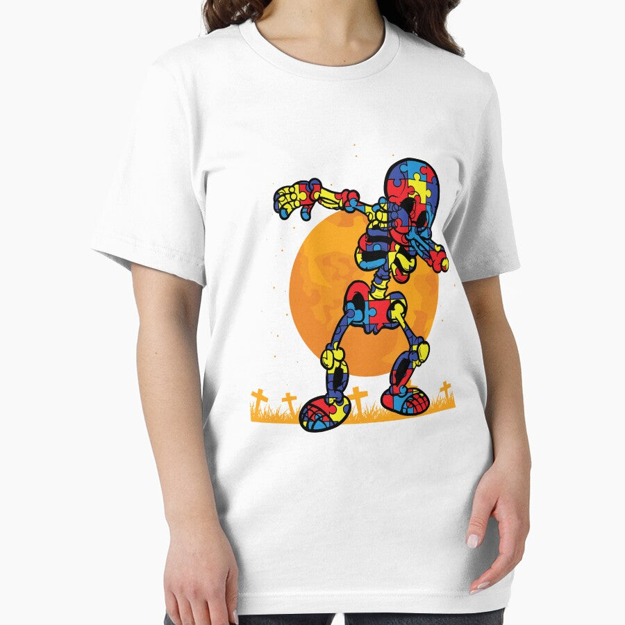 Halloween Autism Dabbing Skeleton by DNW-art T-Shirts, Hoodie, Sweatshirt | BlankRebels.com (Image 2)