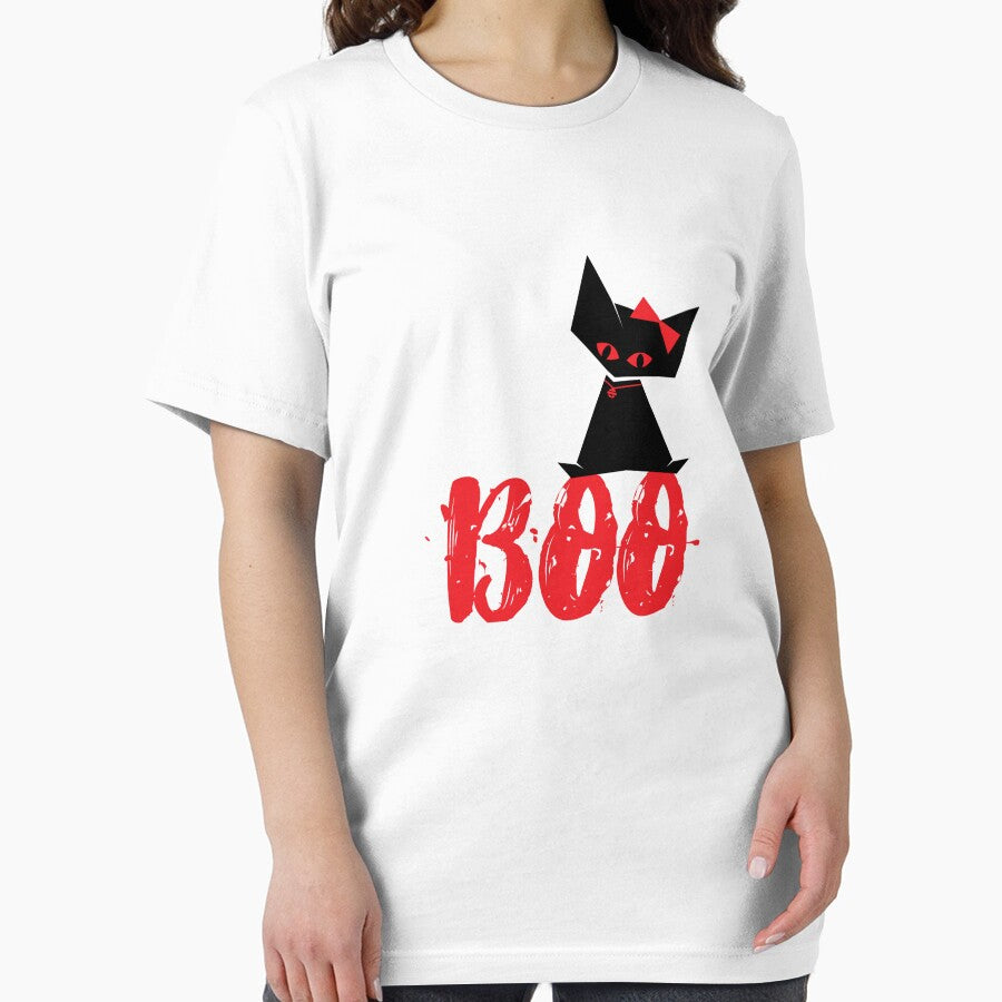 Boo black cat classic t-shirt new Halloween design 2020 by Cardio Boutique