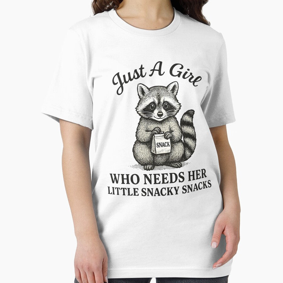 Funny Raccoon - Just A Girl Who Needs Her Little Snacky Snacks by ZBIFBOUETLA T-Shirts, Hoodie, Sweatshirt (Image 2)